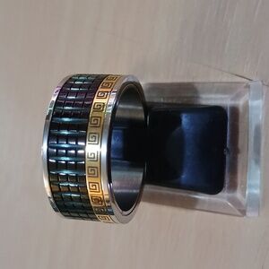 Band Ring  Spinning Gold and Black Color Stainless Steel Size 11